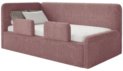 Image de Selsey Fanko – Lit enfant 90 x 200 cm avec barrière de sécurité, tête de lit à gauche, peluche, rose