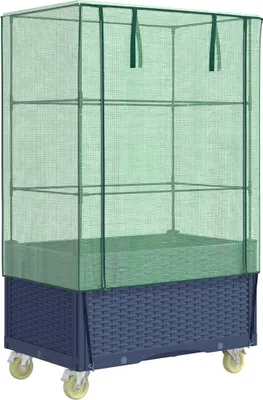 Produktbild von vidaXL Hochbeet mit Aufsatz und Rollen Rattan-Optik 80x50x182 cm