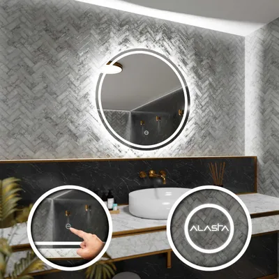 Produktbild von Runder Spiegel mit LED Beleuchtung und Touch-Schalter - London - 120 cm