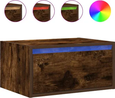 Produktbild von vidaXL Wand-Nachttisch mit LED-Leuchten Räuchereiche