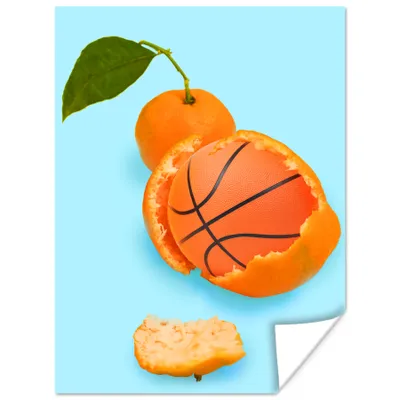 Produktbild von MuchoWow® Poster Basketball - Orange - Obst - Orange - Blatt 60x80 cm - Schlafzimmer Dekoration