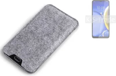 Produktbild von K-S-Trade Filz Handyhülle kompatibel mit HTC Wildfire E Plus Schutzhülle Filztasche Filz Tasche Case Sleeve Handy Hülle Filzhülle grau