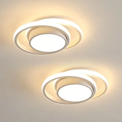 Zdjęcie produktu dla Dwie lampy sufitowe LED, idealne do sypialni, kuchni, przedpokoju, moc 32W, jasność 2350lm, nowoczesna, okrągła lampa LED, ciepłe światło 3000K, średnica 28 cm, kolor biały