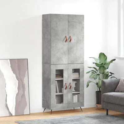 Immagine prodotto di vidaXL Credenza grigio cemento 69,5x34x180 cm materiale a base di legno