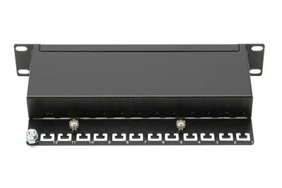 Produktbild von DIGITUS Patchpanel 1HE 12-Port Cat5e ClassD geschirmt schw.