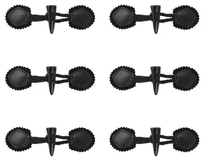 6er-Set PU-Leder-Nähschalter mit Harzknöpfen, Schwarz