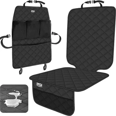Produktbild von Kindersitzunterlage Autositzschoner ISOFIX GEEIGNET Rückenlehnenschutz Auto Autositz Schutz Rückseite Kinder mit Großen Taschen Oxford Schwarz 2 in 1