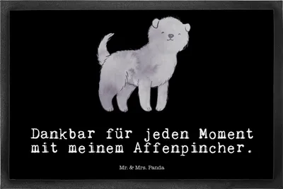 Produktbild von Mr. & Mrs. Panda Schmutzmatte Affenpincher Moment 50 x 75 cm - Schwarz - Geschenk, Schmutzfangmatte, Bodenvorleger, fußmatte, Fussmatte, Fußabtreter
