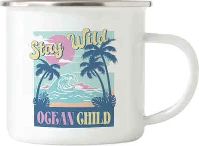 Produktbild von Stay Wild Ocean Child Emaille Tasse Surfen Urlaub Meer Sonne Strandliebe