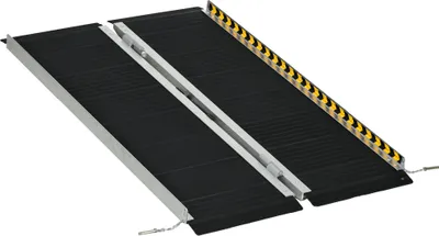 Produktbild von Rollstuhlrampe, zusammenklappbar, rutschfeste Oberfläche, vielseitig einsetzbar, tragbar, Aluminium, Schwarz
