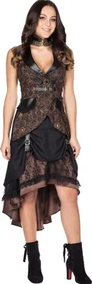 Steampunk Kostüm Zeitreisende Viktoria für Damen Gr. 34-44 braun Weste Rock Fasching Karneval Mottoparty