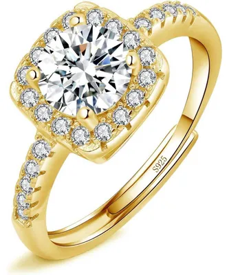 Produktbild von Damen Ringe 925 Sterling Silber Rosegold Gold Verlobungsringe mit Zirkonia verstellbar 50-65
