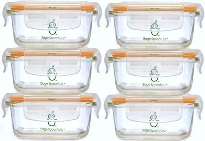 Productafbeelding van Duurzame Borosilicaatglas Voorraaddozen voor Babyvoeding met Deksel - Set van 6, Luchtdicht en Geschikt voor Vaatwasser, Oven en Magnetron