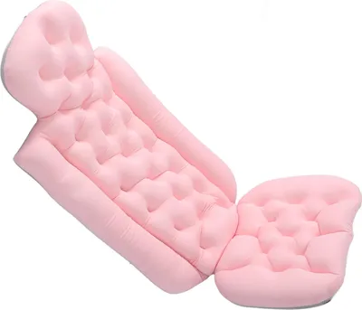Zdjęcie produktu dla Poduszka do kąpieli całego ciała, ergonomiczna, zdejmowana, miękko wyściełana, do kąpieli z przyssawką do podparcia głowy, szyi i ramion, różowa