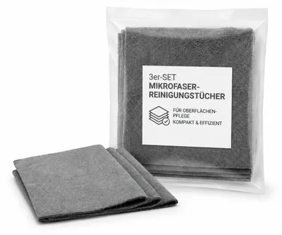 Produktbild von Mikrofaser Reinigungstücher Set 3 Stück Putztücher wiederverwendbar 30 x 20 cm grau