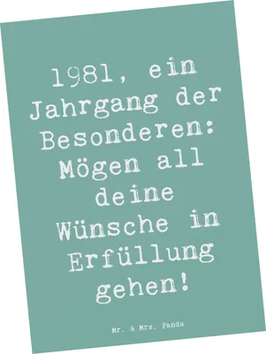 Produktbild von Mr. & Mrs. Panda Ansichtskarte Spruch 1981 Geburtstag - Meeresbrise - Geschenk, Grußkarte, bildkarte, Geburtstagsgeschenk personalisiert, Happy Birthday, Ansichtskarten