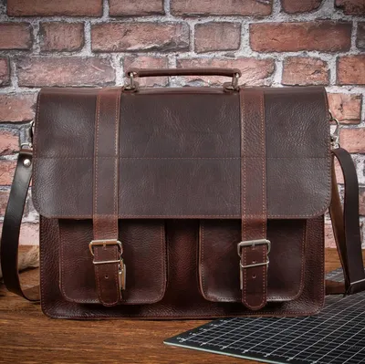 Zdjęcie produktu dla Ciemny Brąz Torba do Pracy Skóra Juchtowa Vintage Belveder BR51
