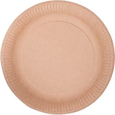 Zdjęcie produktu dla Okrągły talerz z papieru pakowego, średnica 23 cm, 50 sztuk.