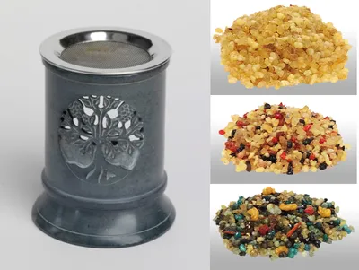 Produktbild von Räucherset Räucherstövchen aus Speckstein Lebensbaum mit Räuchermischung (Set 1)