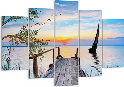 Produktbild von Bild auf Leinwand - Leinwandbild - Brücke See - 150x100cm - Wand Bild - Wanddeko - Wandbilder - Leinwanddruck - Bilder - Kunstdruck - Wanddekoration - Leinwand bilder - Wandkunst - EA150x100-4115
