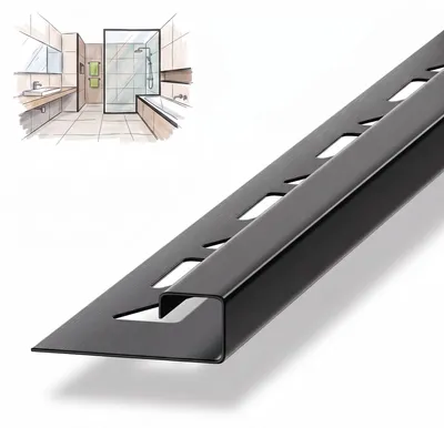 Produktbild von Dalsys Fliesenschiene Eckprofil 250cm x 10mm Schwarz Edelstahl gebürstet