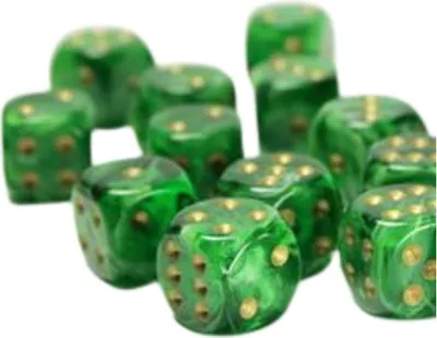 Produktbild von Chessex W6x12 Würfelset Vortex Grün/Gold