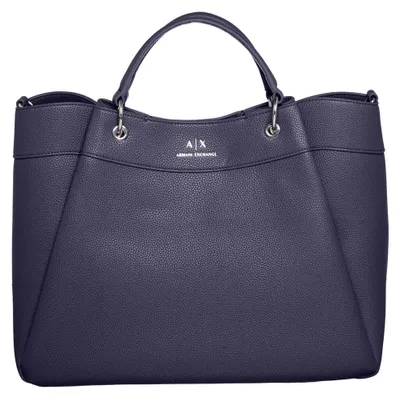 Immagine prodotto di Borsa per la spesa Armani Exchange, collezione Essential, modello Wave, con logo frontale, colore blu, taglia unica