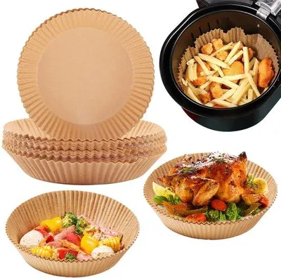 Immagine prodotto di Carta da forno per friggitrice ad aria, 100 fogli, 20-24 cm, antiaderente, impermeabile, oleorepellente