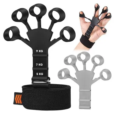 Estensore dita mano, grip trainer in gomma nero compatto