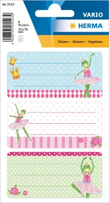 Zdjęcie produktu dla HERMA Buchetiketten "Froschballerina", beglimmert, 76x35 mm