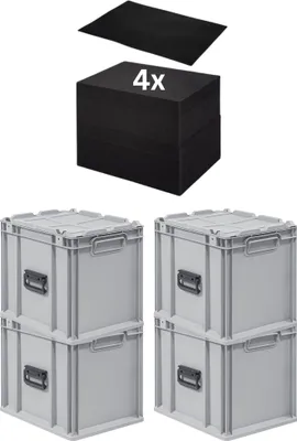 Produktbild von SuperSparSet 4x Eurobox NextGen Portable mit Rasterschaumstoff & Schaumstoffeinlage  Germany | HxBxT 33,5x30x40cm | 30 Liter | Eurobehälter, Transportbox, Transportbehälter, Stapelbehälter