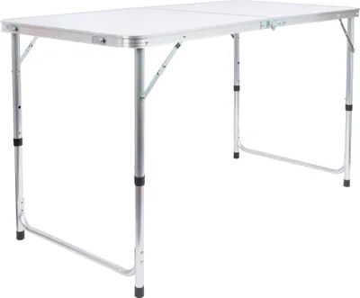 Produktbild von Harbour Housewares Höhenverstellbarer, klappbarer Picknicktisch aus Aluminium – 120 cm (4 Fuß) – Weiß