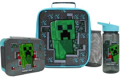 Minecraft Lunch-Set 3-tlg: Tasche, Box & Flasche