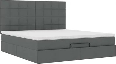 Produktbild von Ottoman-Bett mit Matratze Dunkelgrau 160x200 cm Stoff