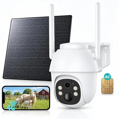 Produktbild von 4G LTE Solar š¹berwachungskamera Aussen SIM Karte 2K HD 3MP PTZ kabellos ohne WLAN Outdoor Akku 355¡ã 90¡ã schwenkbar Farb IR Nachtsicht