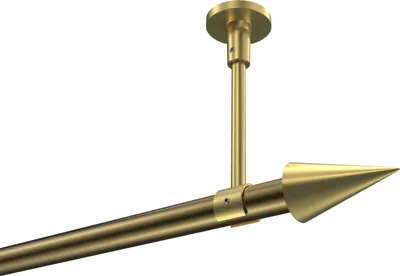 Produktbild von Interdeco Gardinenstange / Vorhangstange Messing Antik / Messing-Optik, Typ Sonette Savio (Kegel) ohne Ringe, Deckenmontage, 20 mm Ø 1-läufig, 200 cm