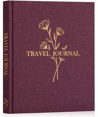 Produktbild von Reisetagebuch Notizbuch 110 Seiten Leinen Burgunderrot zum Ausfüllen Fotobuch Reisejournal mit Aufforderungen