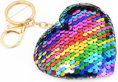 Produktbild von Pailletten Herz Schlüsselanhänger Glitzer Anhänger - Funkelndes Accessoire für Taschen