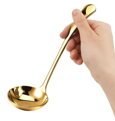 Obrázek produktu pro Nerezová ocel, zlatá barva, omáčová naběračka, 20 cm, servírovací lžíce