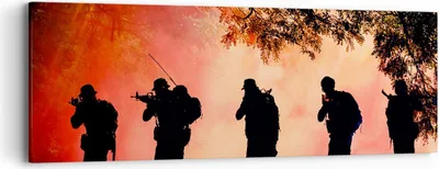 Produktbild von Bild auf Leinwand - Leinwandbild - Soldat Gewehr - 90x30cm - Wand Bild - Wanddeko - Wandbilder - Leinwanddruck - Bilder - Kunstdruck - Wanddekoration - Leinwand bilder - Wandkunst - AB90x30-3977