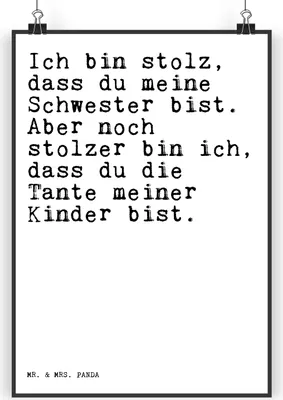 Produktbild von Mr. & Mrs. Panda Bild Ich bin stolz, dass... DIN A3 - Weiß - Geschenk, Tante, Geburt, Sprüche, Spruch Weisheiten Zitate Lustig Weisheit Worte, Schwester, drucke, stolz