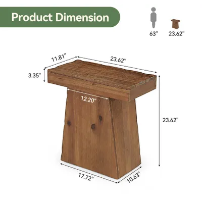 Obrázok produktu pre Tribesigns, príkonový stolík z masívneho dreva, šírka 60 cm, s trapezným podstavcom, ideálny do obývačky, jednoduchá montáž, teplá farba orecha