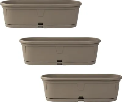 Produktbild von 3x Blumenkasten länglich 50cm hellbraun
