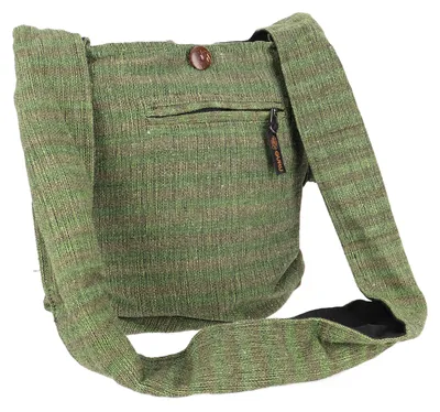 Produktbild von Sadhu Bag Gestreift, Goa Tasche, Schulterbeutel - Grün, Uni - Erwachsene, Baumwolle, 35*35*12 cm, Alternative Umhängetasche, Handtasche aus Stoff