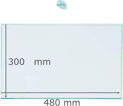 Produktbild von Kühlschrank Einlegeboden - Klarglas 4 mm - eckige Ecken - 480 mm x 300 mm - (89,96 EUR / qm - Mindestbfl. 0,25 qm - Kantenb. 5,35 EUR / lfm)