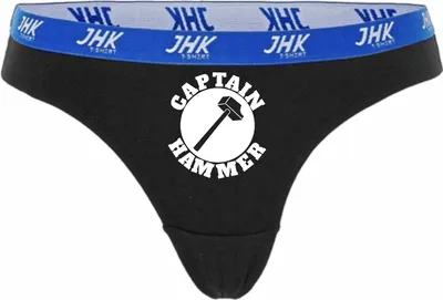 Produktbild von Damen Thong Slip - Boxer-0052-woman-black-h-XL - schwarz - XL - hinten - Captain Hammer - lustiges Motiv - Spruch - Unterwäsche - Unterhose - Freizeit - lustig