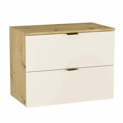 Zdjęcie produktu dla Szafka podumywalkowa WENA 80 cm, proste fronty, metalowe uchwyty w kolorze złotym (kolor: kaszmir/dąb)