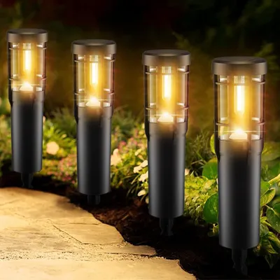Immagine prodotto di Lampada solare da giardino - Set di 4 - Bianco caldo - IP65 impermeabile
