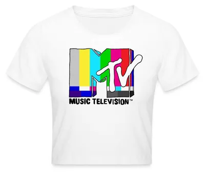 Produktbild von Spreadshirt MTV Music Television TV-Statik-Logo Crop Top, S, Weiß
