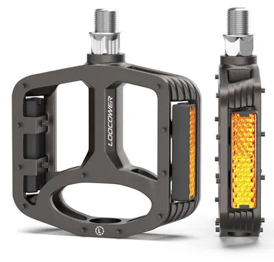 Immagine prodotto di Pedali per bicicletta in alluminio, piattaforma, attacco 9/16", con riflettori, colore nero, set da 2